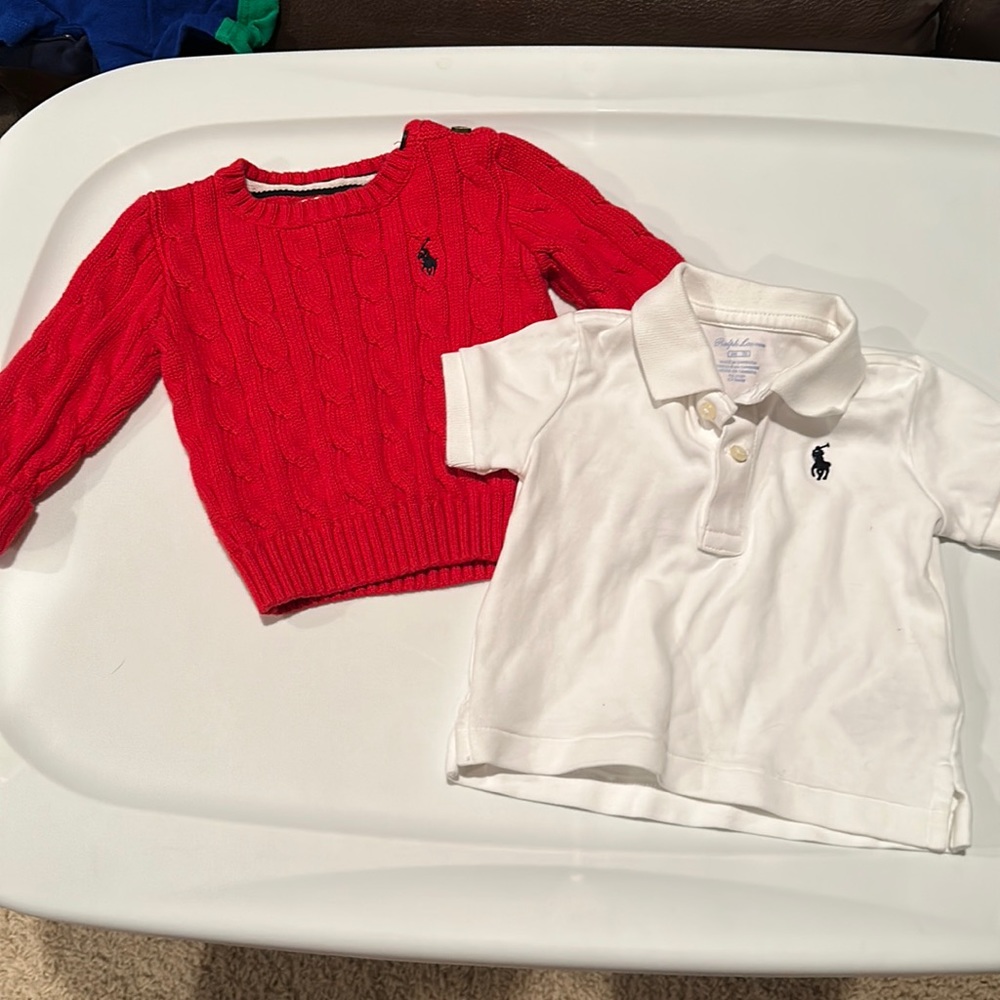 Ralph Lauren 6M Red Cable Knit Sweater *does not include white polo*